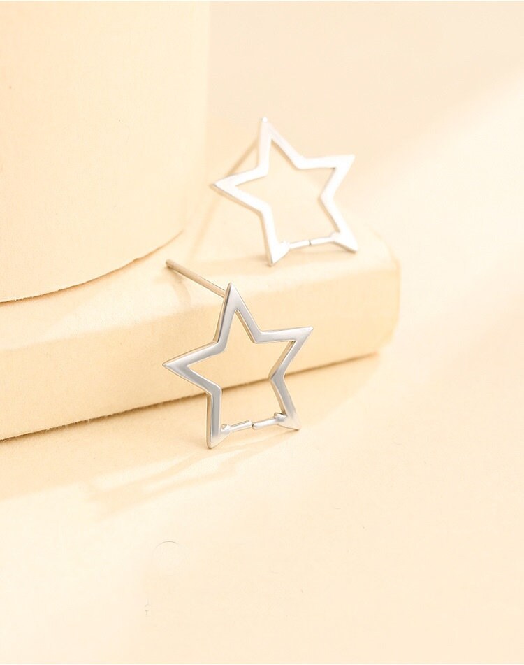 Star Clip Buckle Earrings Stud Setting Sterling Silver White Gold Bezel Fine 925 8-10mm For One Pearl Bead No Prongs DIY Jewelry Wholesale