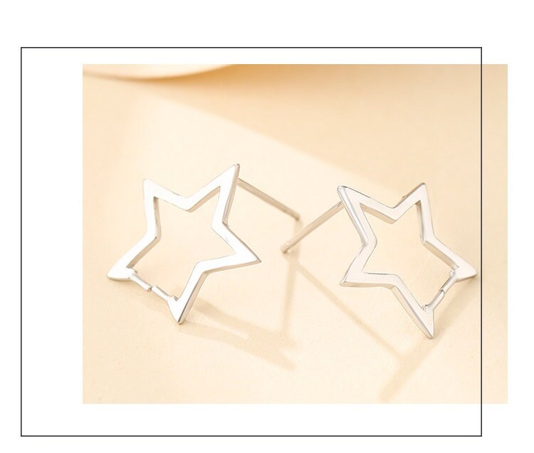 Star Clip Buckle Earrings Stud Setting Sterling Silver White Gold Bezel Fine 925 8-10mm For One Pearl Bead No Prongs DIY Jewelry Wholesale