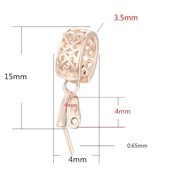 Vintage Rectangle Buckle Clip Pendant Setting Sterling Silver Rose Gold Fine 925 4x4 mm For One Stone Bead No Prongs DIY Jewelry Wholesale