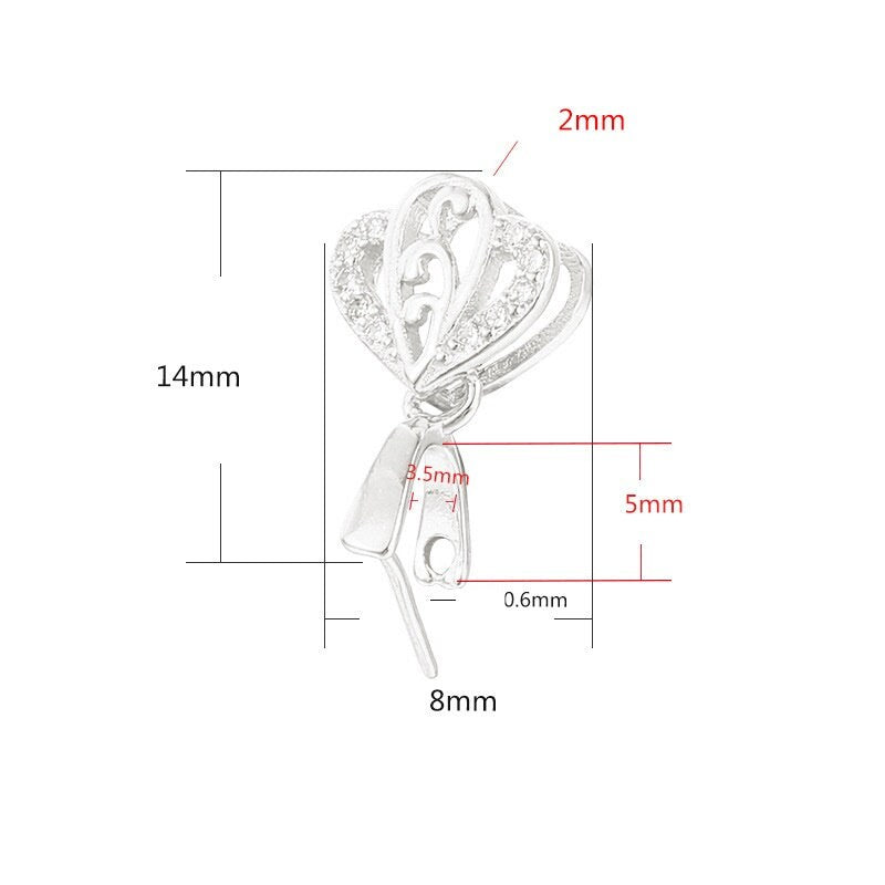 Crystals Leaf Buckle Clip Pendant Setting Bulk Sterling Silver Rose Gold Fine 925 3.5x5mm For One Stone Bead No Prongs DIY Jewelry Wholesale