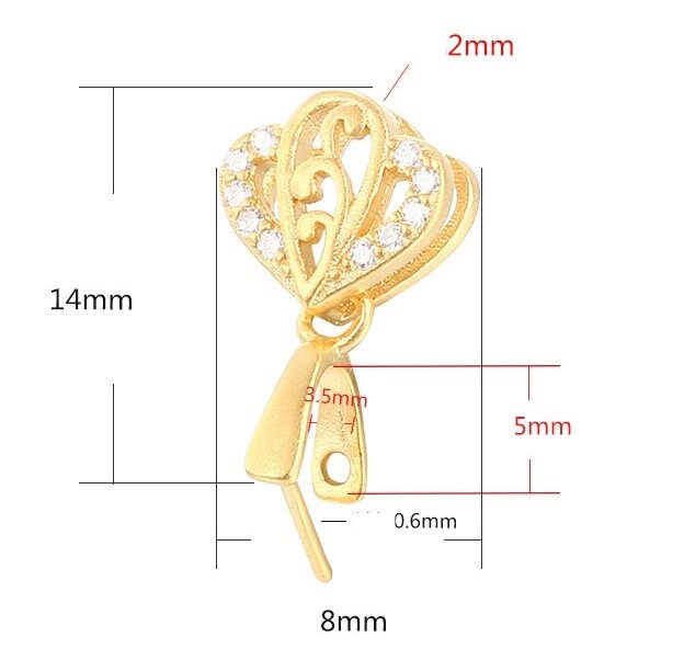 Crystals Leaf Buckle Clip Pendant Setting Bulk Sterling Silver Rose Gold Fine 925 3.5x5mm For One Stone Bead No Prongs DIY Jewelry Wholesale