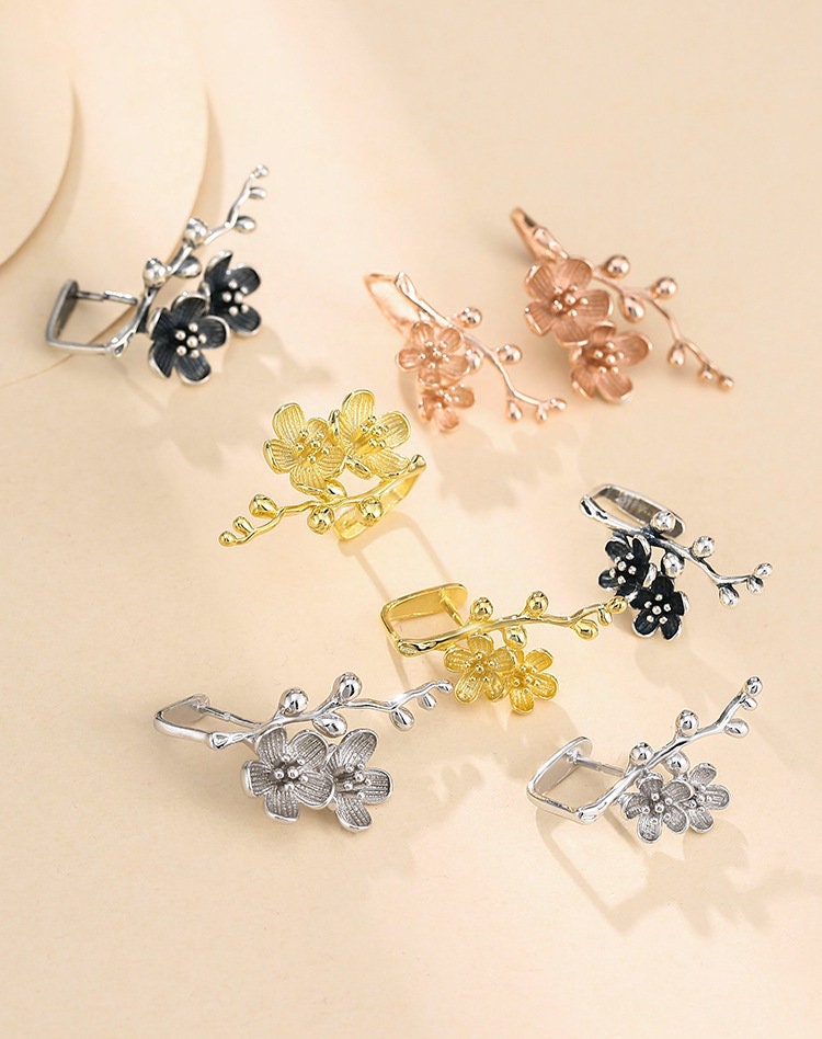 Flower Buckle Clip Pendant Blank Setting Sterling Silver Gold Fine 925 5x8mm 4x9mm For One Stone Bead No Prongs DIY Jewelry Wholesale