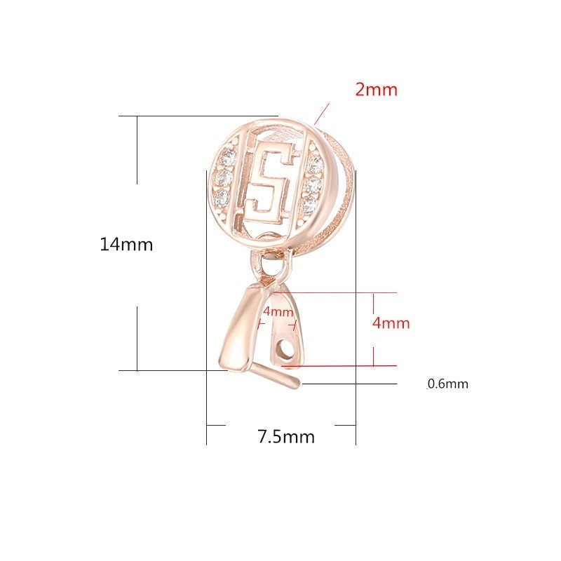 Crystals Round Buckle Clip Pendant Setting Tray Sterling Silver Rose Gold Fine 925 4x4mm For One Stone Bead No Prongs DIY Jewelry Wholesale