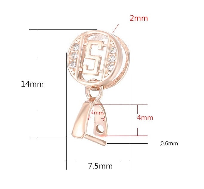 Crystals Round Buckle Clip Pendant Setting Tray Sterling Silver Rose Gold Fine 925 4x4mm For One Stone Bead No Prongs DIY Jewelry Wholesale