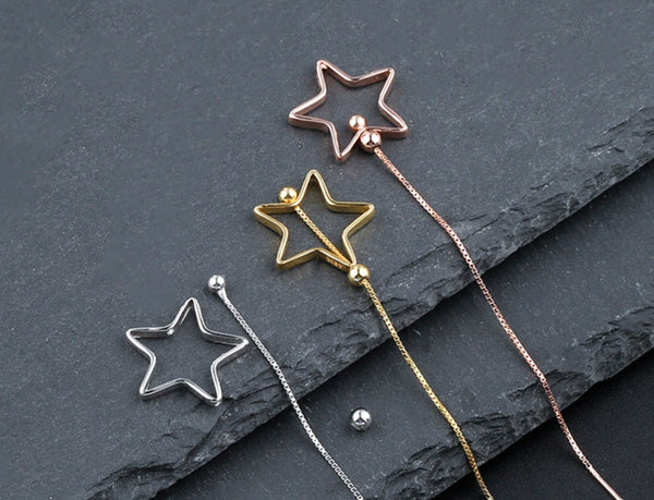 Star Chain Cup Pin Base Earrings Stud Setting Sterling Silver Rose Gold Fine 925 6-8mm For One Pearl Bead No Prongs DIY Jewelry Wholesale