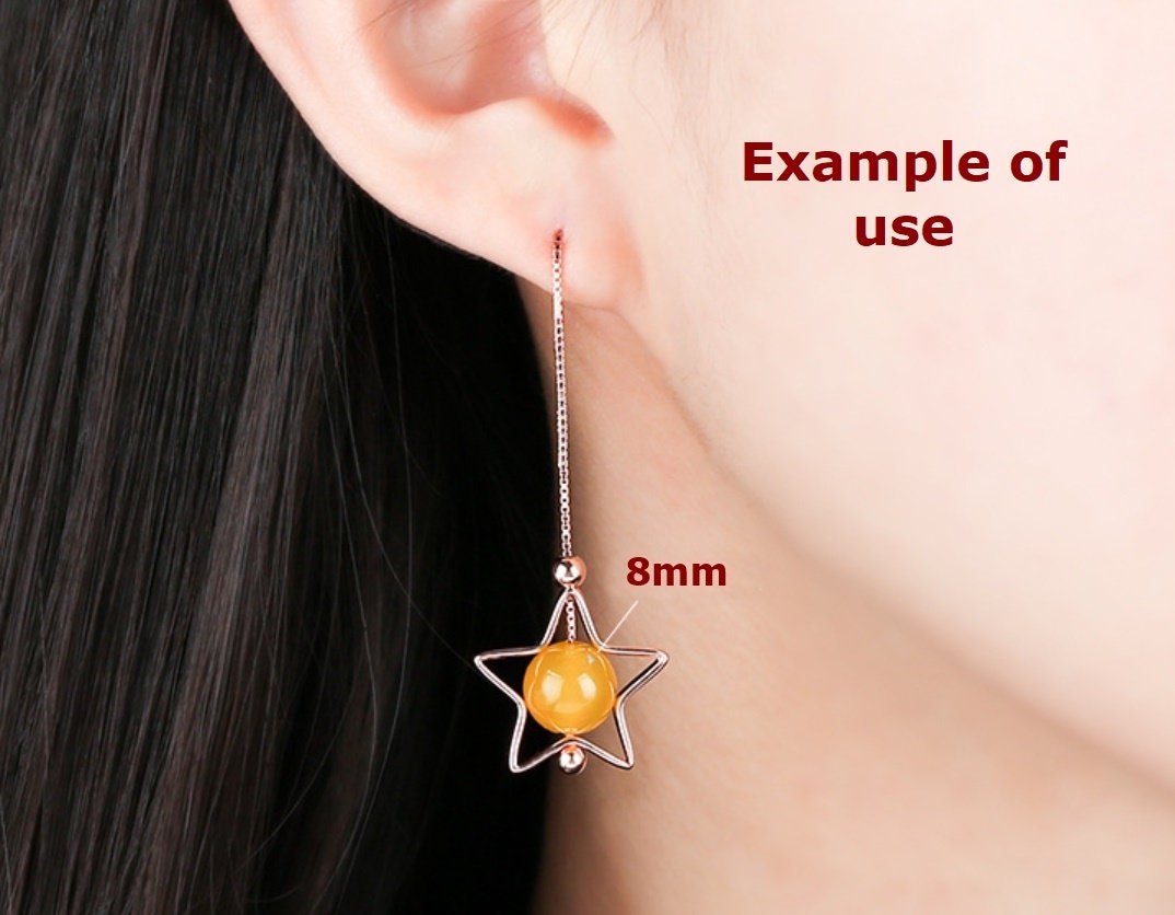 Star Chain Cup Pin Base Earrings Stud Setting Sterling Silver Rose Gold Fine 925 6-8mm For One Pearl Bead No Prongs DIY Jewelry Wholesale