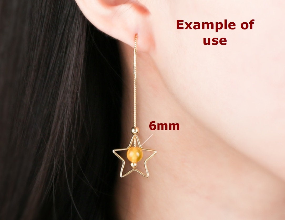 Star Chain Cup Pin Base Earrings Stud Setting Sterling Silver Rose Gold Fine 925 6-8mm For One Pearl Bead No Prongs DIY Jewelry Wholesale