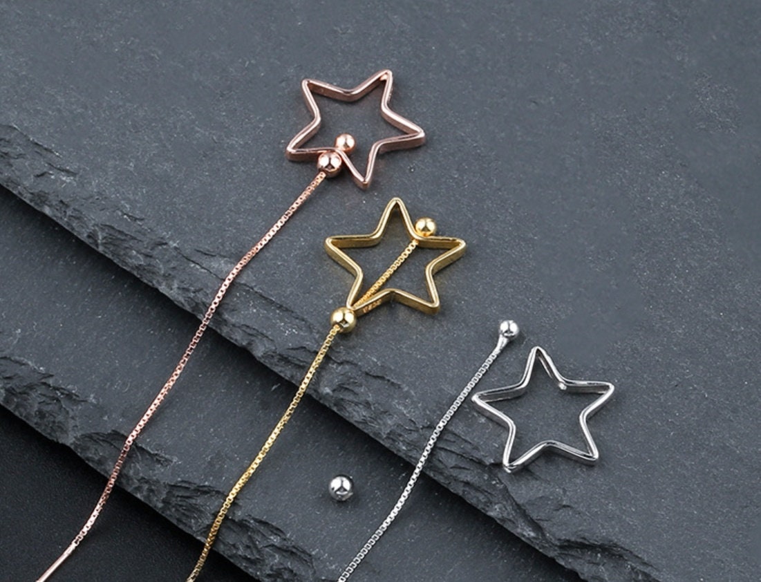 Star Chain Cup Pin Base Earrings Stud Setting Sterling Silver Rose Gold Fine 925 6-8mm For One Pearl Bead No Prongs DIY Jewelry Wholesale