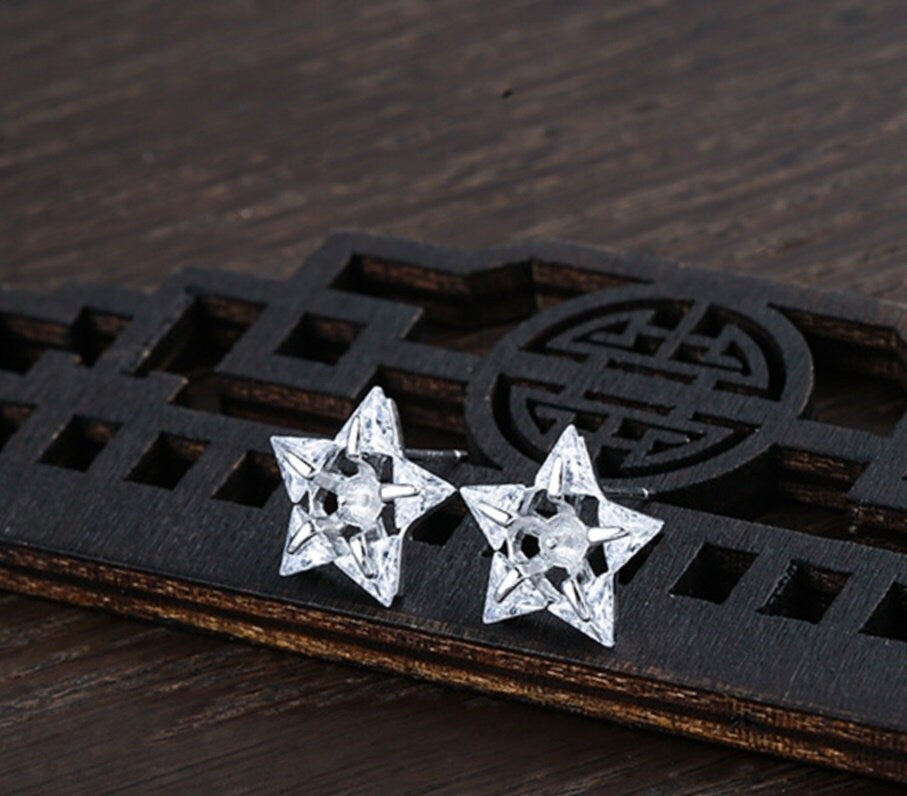 Crystals Stars Cup Pin Base Earrings Stud Setting Sterling Silver Rose Gold Fine 925 4-5mm For One Bead No Prongs DIY Jewelry Wholesale