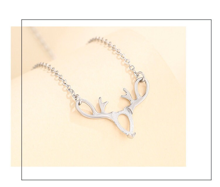 Deer Antlers Teardrop Base Pendant Setting Bezel Sterling Silver White Gold Fine 925 5x7mm For One Stone Three Prongs DIY Jewelry Wholesale