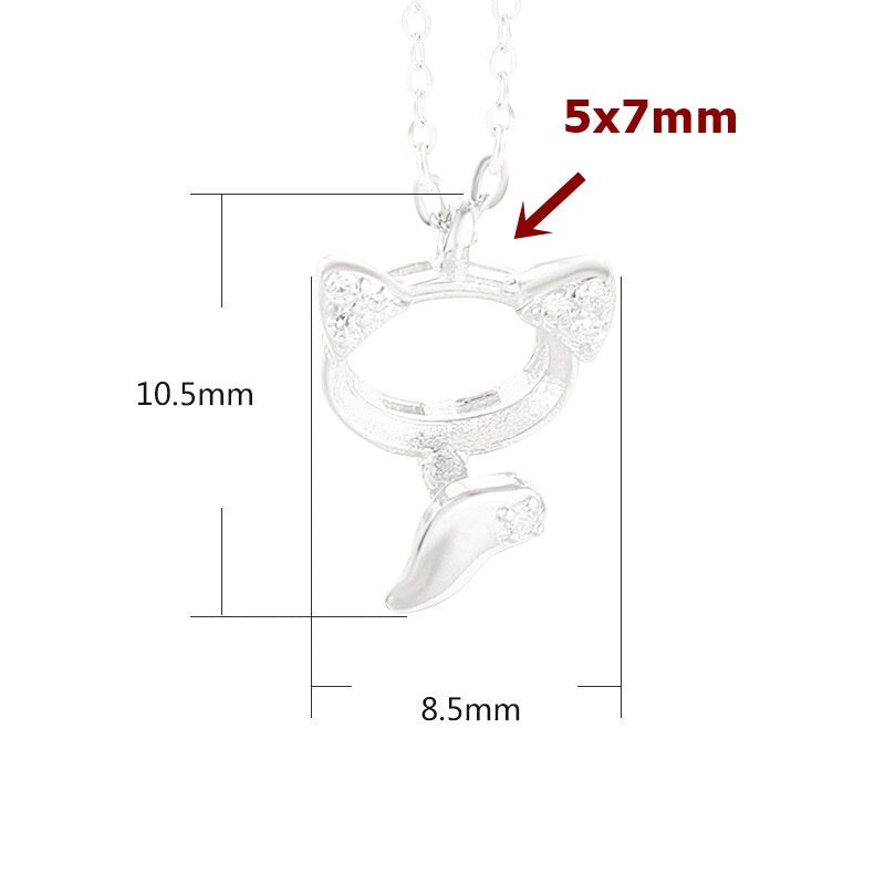 Crystals Cat Oval Base Pendant Setting Sterling Silver Rose Gold Fine 925 5x7mm For One Stone Gemstone Three Prongs DIY Jewelry Wholesale