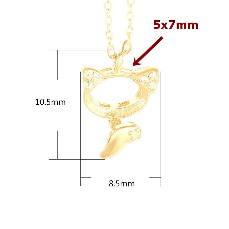 Crystals Cat Oval Base Pendant Setting Sterling Silver Rose Gold Fine 925 5x7mm For One Stone Gemstone Three Prongs DIY Jewelry Wholesale