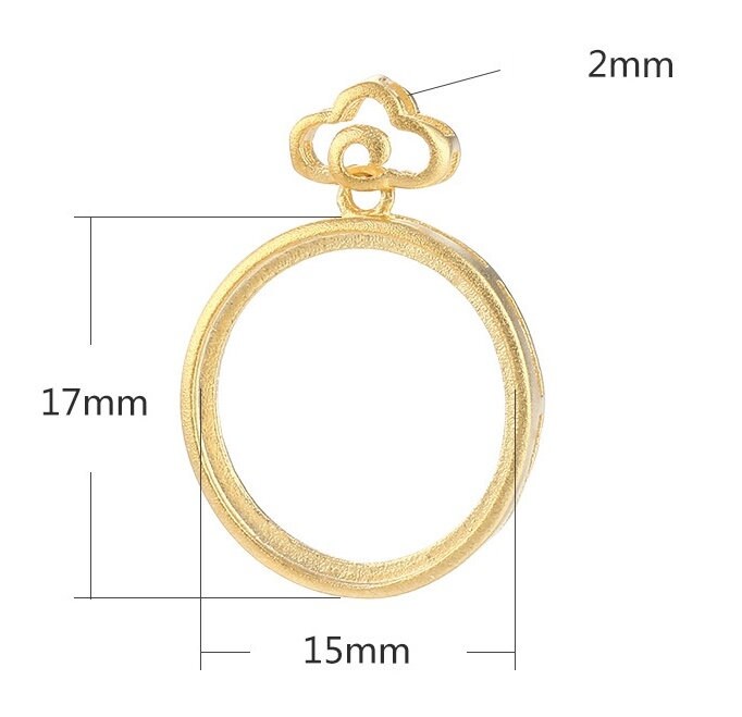 Retro Flower Round Base Pendant Setting Bezel Sterling Silver Gold Fine 925 15x15mm For One Stone Gemstone No Prongs DIY Jewelry Wholesale