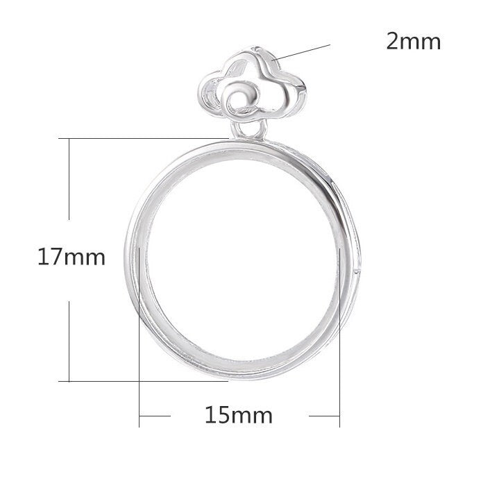 Retro Flower Round Base Pendant Setting Bezel Sterling Silver Gold Fine 925 15x15mm For One Stone Gemstone No Prongs DIY Jewelry Wholesale