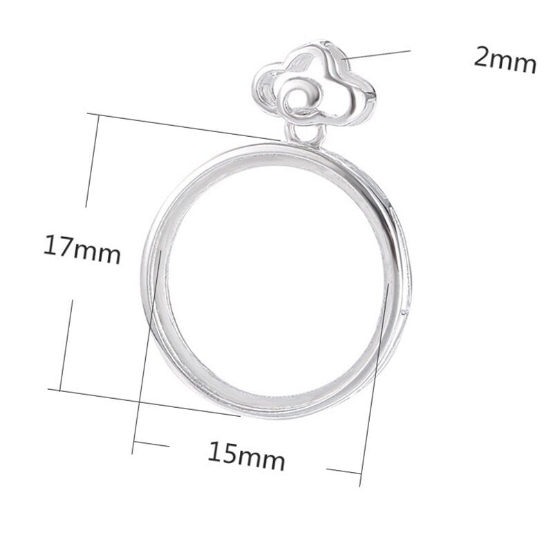 Retro Flower Round Base Pendant Setting Bezel Sterling Silver Gold Fine 925 15x15mm For One Stone Gemstone No Prongs DIY Jewelry Wholesale