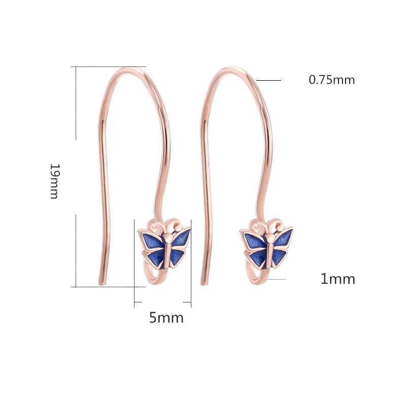 Butterfly Clip Earrings Hook Setting Wholesale Sterling Silver Rose Gold Fine 925 5x19mm For One Stone Pearl Bead No Prongs DIY Jewelry