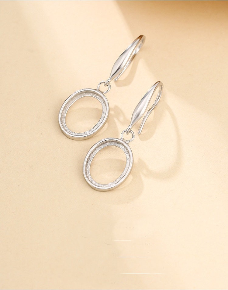 Smooth Oval Base Earrings Hook Blank Setting Sterling Silver Gold Bezel Fine 925 4-11mm For One Stone No Prongs DIY Jewelry Wholesale