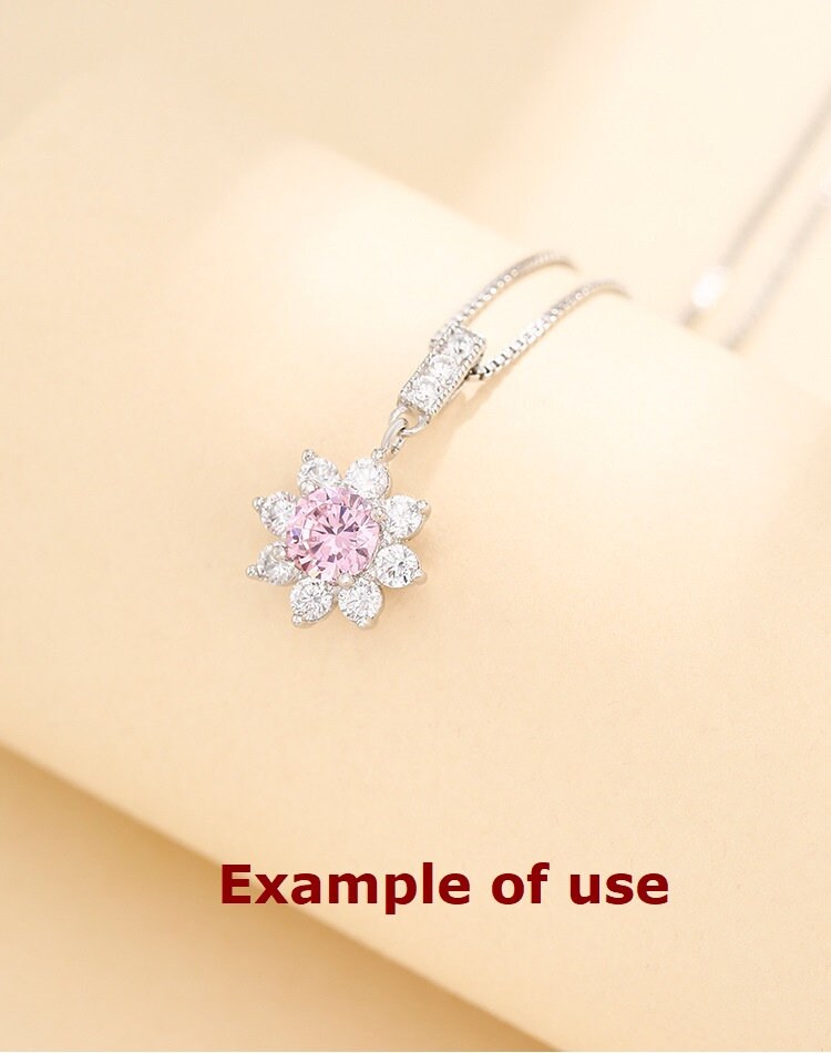 Crystals Flower Round Base Pendant Four Prongs Setting Sterling Silver White Gold Fine 925 6mm For One Stone Gemstone DIY Jewelry Wholesale