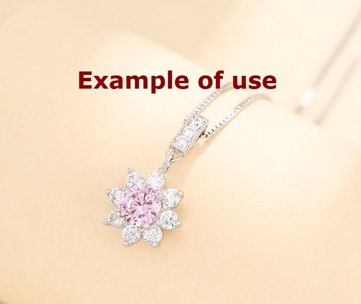 Crystals Flower Round Base Pendant Four Prongs Setting Sterling Silver White Gold Fine 925 6mm For One Stone Gemstone DIY Jewelry Wholesale