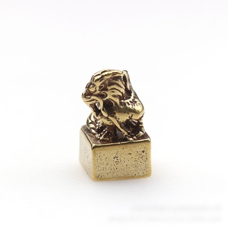 Solid Brass Old Dragon Zodiac Mini Figurine Concho Pendant Charm Decor Miniature Figure Keyfob Antique Color Accessories For DIY Handmade