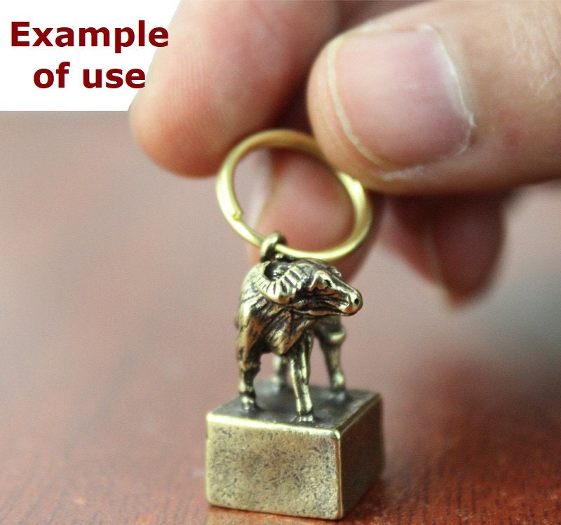 Solid Brass Ox Buffalo Zodiac Mini Figurine Concho Pendant Charm Decor Miniature Figure Keyfob Antique Color Accessories For DIY Handmade