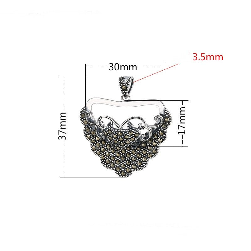 Retro Heart Love Cup Base Pendant Setting Tray Bulk Sterling Silver Fine 925 17x30mm For One Stone Bead No Prongs DIY Jewelry Wholesale