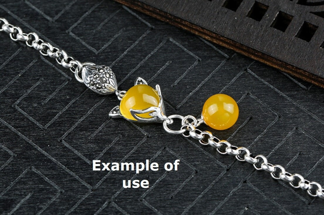 Retro Fox Teardrop Base Bracelet Setting Tray Bulk Sterling Silver Fine 925 8x10mm For Two Stones Beads Adjustable DIY Jewelry Wholesale