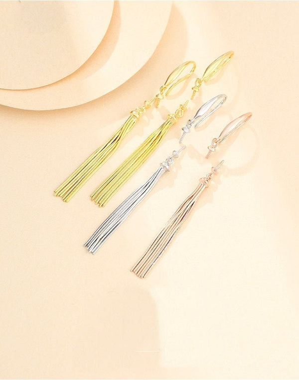 Tassel Chain Pin Cup Earrings Hook Setting Tray Bulk Sterling Silver Gold Fine 925 8-12mm For One Pearl Bead No Prongs DIY Jewelry Wholesale