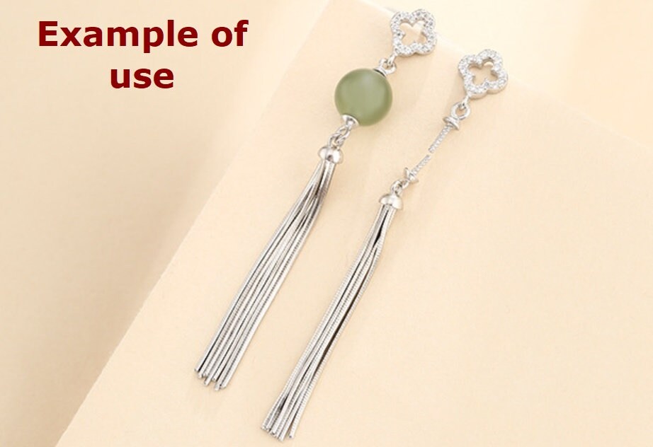 Tassel Chain Pin Cup Earrings Stud Setting Sterling Silver Rose Gold Fine 925 6-10mm For One Pearl Bead No Prongs DIY Jewelry Wholesale