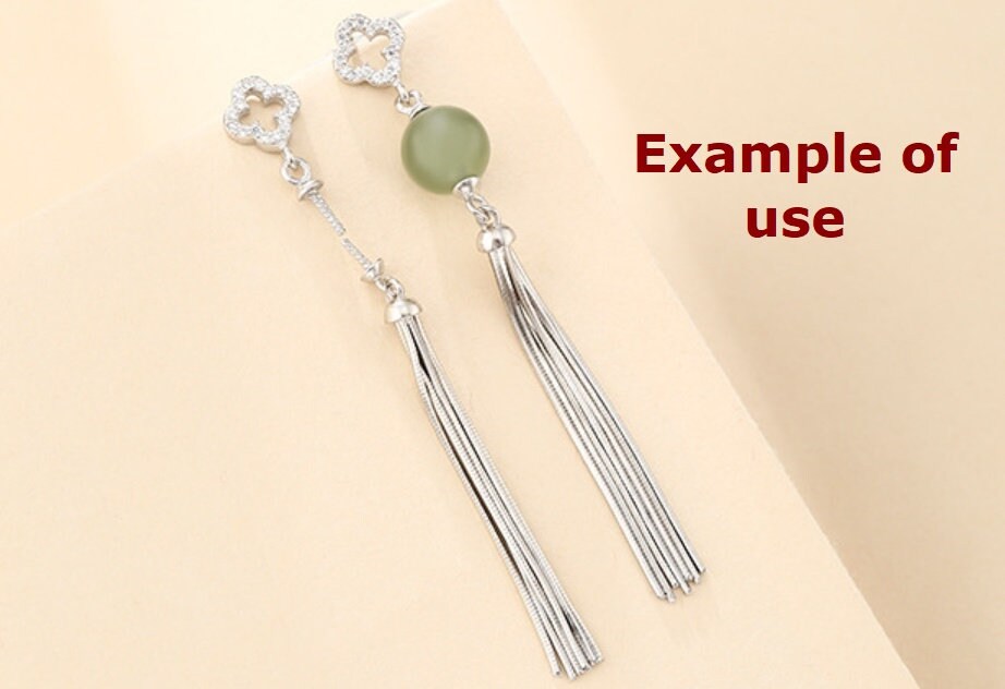 Tassel Chain Pin Cup Earrings Stud Setting Sterling Silver Rose Gold Fine 925 6-10mm For One Pearl Bead No Prongs DIY Jewelry Wholesale