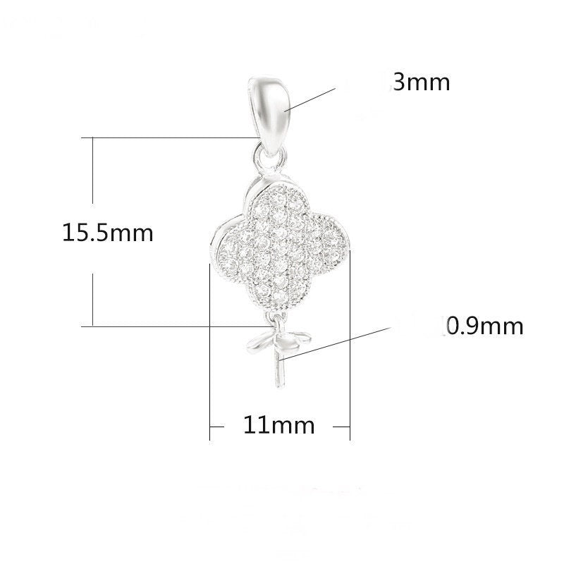 Crystals Cross Pin Base Pendant Setting Sterling Silver Rose Gold Fine 925 11x15.5mm For One Pearl Bead No Prongs DIY Jewelry Wholesale