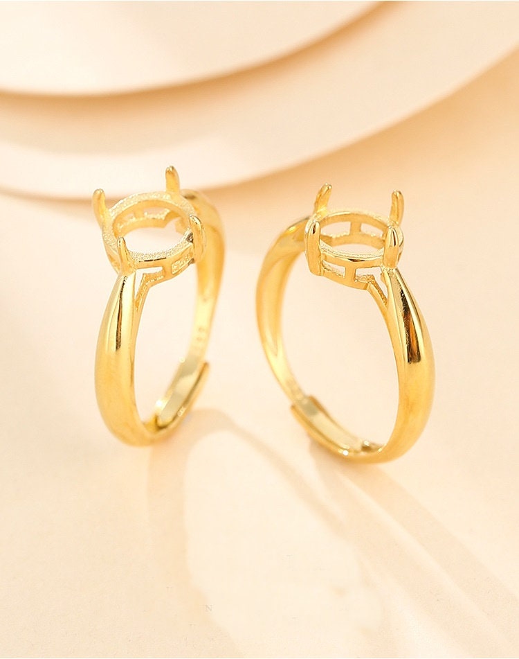 Ring Blank Setting 1pc Sterling Silver 925 5pcs Simple Round Base Gold Fine 3-15mm One Stone Adjustable Four Prongs Wholesale