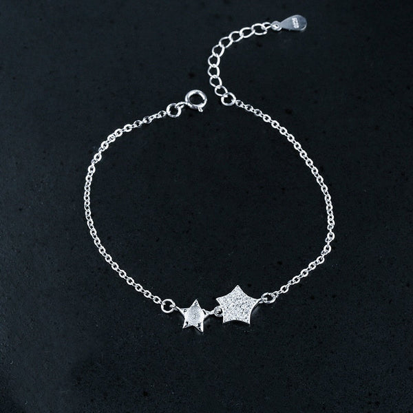 Crystals Stars Chain Bracelet Setting Tray Bulk Sterling Silver Fine 925 3x3mm For One Stone Five Prongs Adjustable DIY Jewelry Wholesale