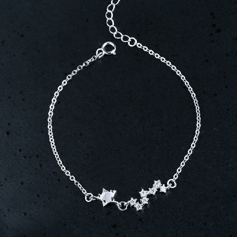 Crystals Chain Star Bracelet Setting Tray Bulk Sterling Silver Fine 925 4x4mm For One Stone Five Prongs Adjustable DIY Jewelry Wholesale