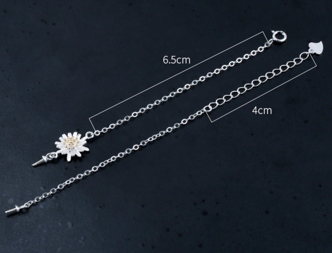 Flower Cup Chain Bracelet Setting Tray Bulk Sterling Silver White Gold Fine 925 6-14mm For One Pearl Bead Adjustable DIY Jewelry Wholesale