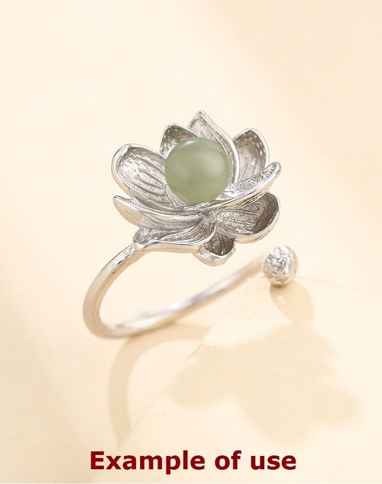 Ring Blank Setting 1pc Sterling Silver 925 Lotus Flower Pin Base White Gold Fine 6-10mm For One Pearl Bead Adjustable No Prongs Wholesale