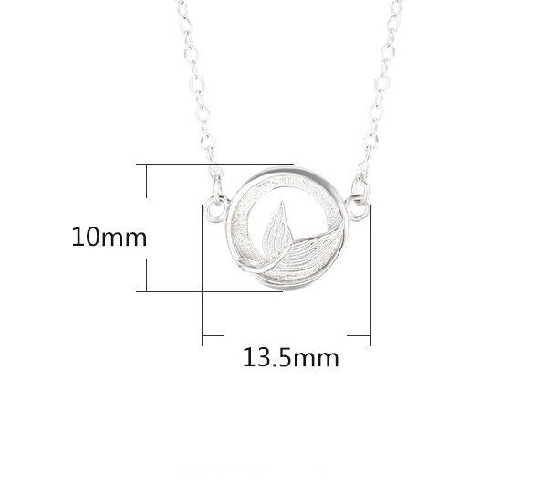 Fishtail Round Pendant Setting Base Sterling Silver White Gold Fine 925 8x8mm For One Stone Gemstone No Prongs DIY Jewelry Wholesale