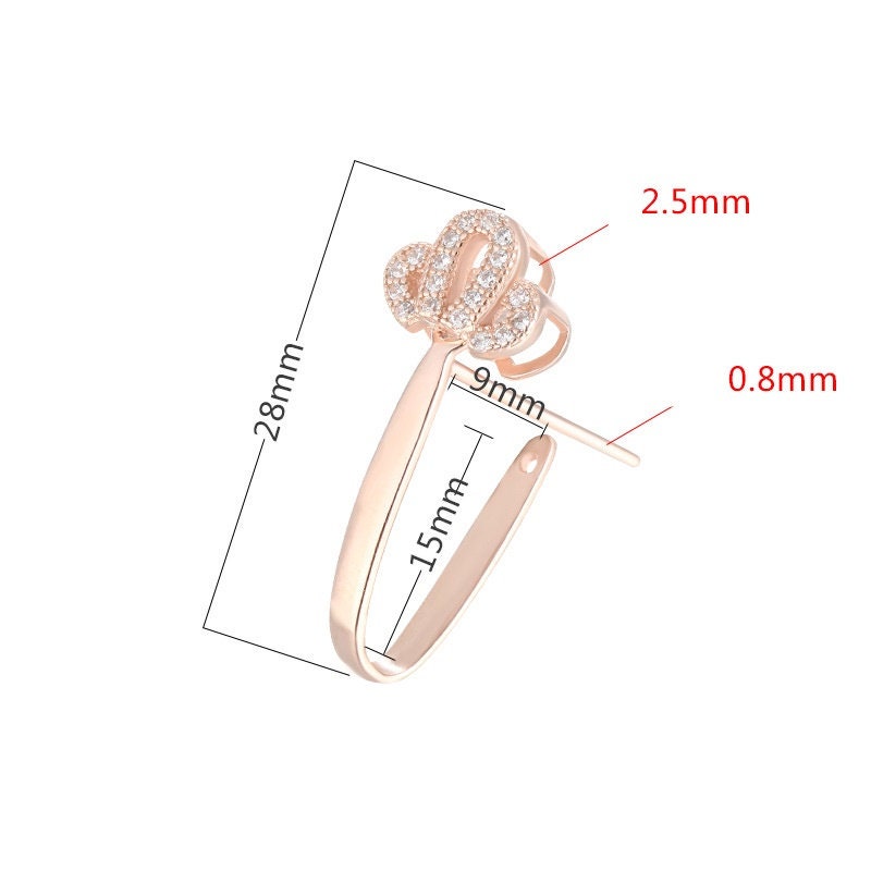 Crystals Crown Buckle Clip Pendant Setting Bezel Sterling Silver Gold Fine 925 9x15mm For One Donut Bead No Prongs DIY Jewelry Wholesale