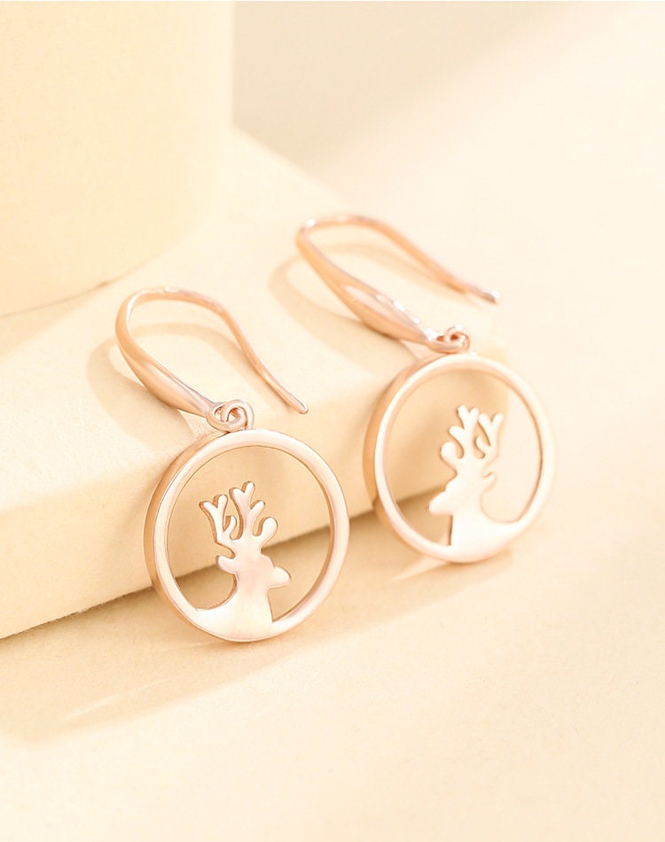 Deer Round Base Earrings Hook Blank Setting Sterling Silver Rose Gold Bezel Fine 925 6-12mm For One Stone No Prongs DIY Jewelry Wholesale