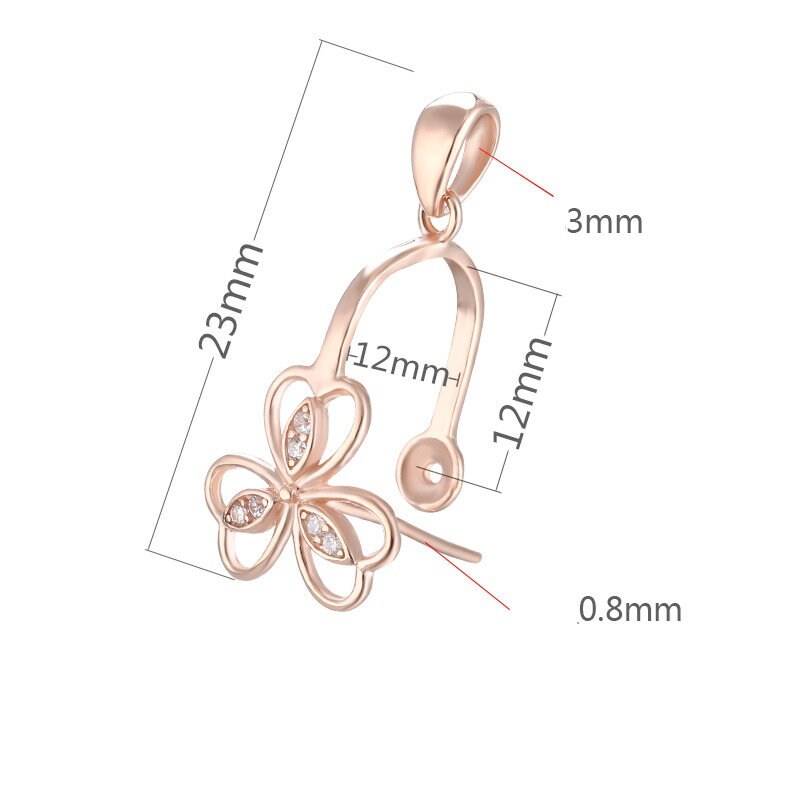 Crystals Flower Buckle Clip Pendant Setting Sterling Silver White Rose Gold Fine 925 12x12mm For One Bead No Prongs DIY Jewelry Wholesale