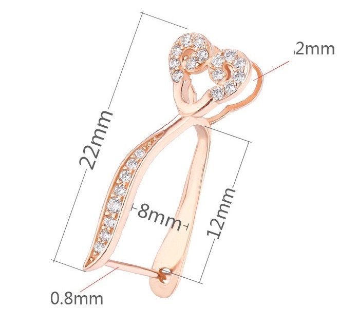 Crystals Heart Buckle Clip Pendant Setting Sterling Silver Rose Gold Fine 925 8x12mm For One Donut Bead No Prongs DIY Jewelry Wholesale