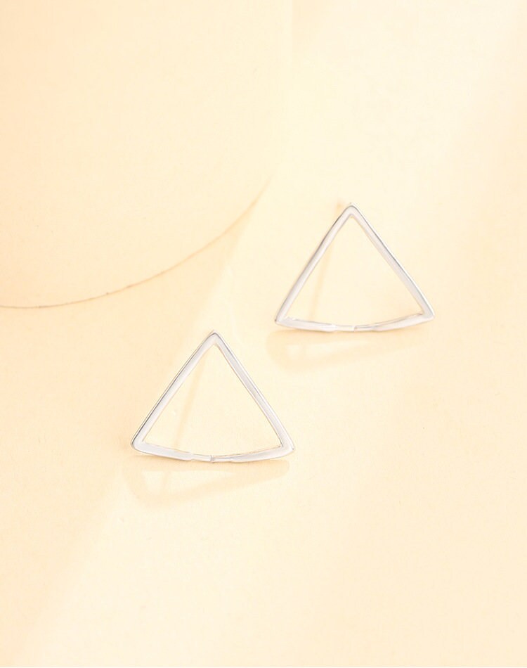 Triangle Clip Buckle Earrings Stud Setting Sterling Silver White Gold Bezel Fine 925 8-10mm For One Pearl No Prongs DIY Jewelry Wholesale