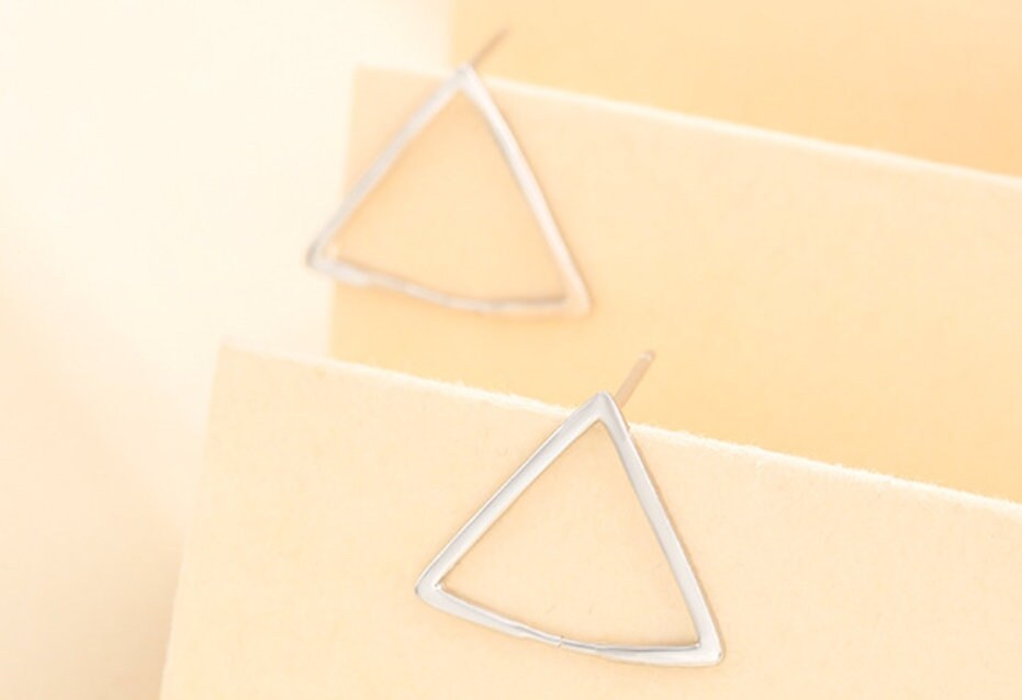 Triangle Clip Buckle Earrings Stud Setting Sterling Silver White Gold Bezel Fine 925 8-10mm For One Pearl No Prongs DIY Jewelry Wholesale