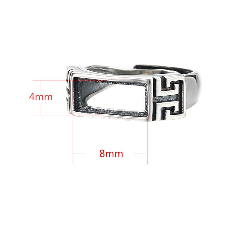 Ring Blank Setting 1pc Sterling Silver 925 East West Bezel Adjustable Retro Rectangle Base Fine 4-17mm One Stone Gemstone No Prongs