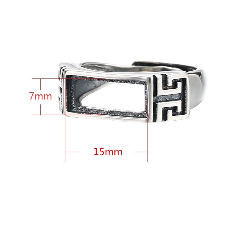 Ring Blank Setting 1pc Sterling Silver 925 East West Bezel Adjustable Retro Rectangle Base Fine 4-17mm One Stone Gemstone No Prongs