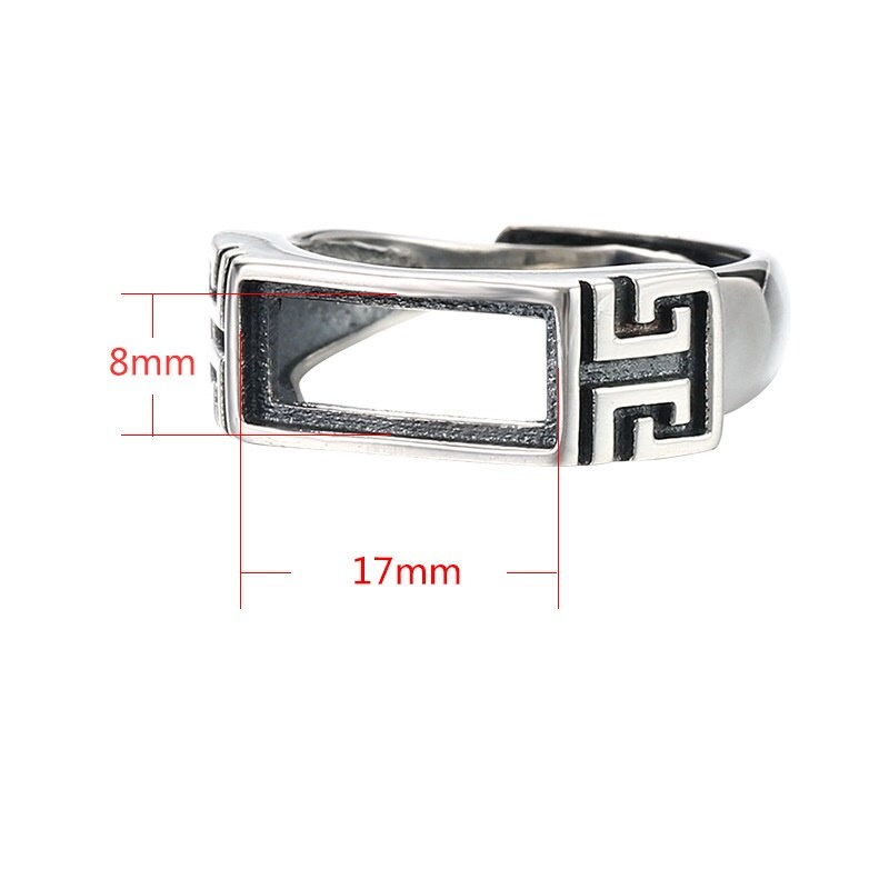 Ring Blank Setting 1pc Sterling Silver 925 East West Bezel Adjustable Retro Rectangle Base Fine 4-17mm One Stone Gemstone No Prongs