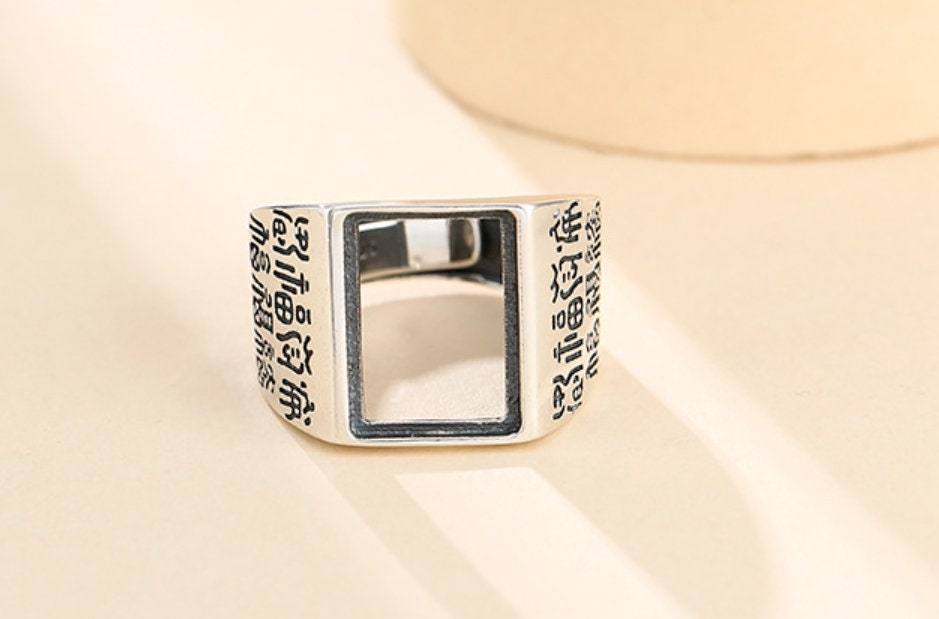 Ring Blank Setting 1pc Sterling Silver 925 Ethno Retro Rectangle Base Fine 10-20mm For One Stone Gemstone Adjustable No Prongs Wholesale