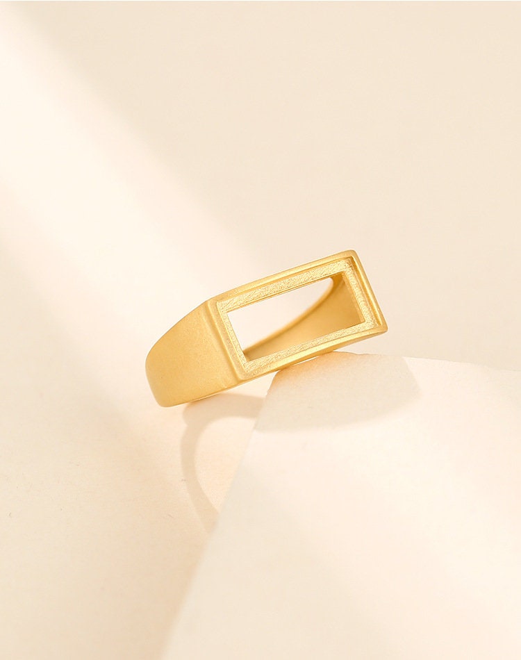 Ring Blank Setting 1pc Sterling Silver 925 Smooth Rectangle Base Gold Adjustable Fine 3-20mm For One Stone Gemstone No Prongs Wholesale