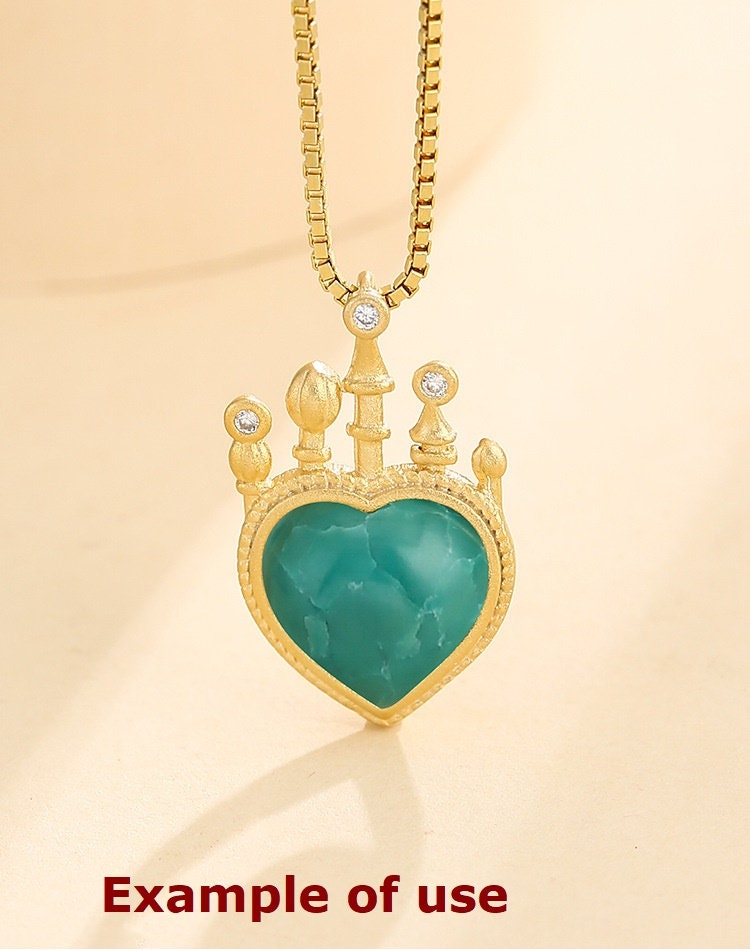 Crown Heart Love Base Pendant Setting Bezel Sterling Silver Gold Fine 925 10.5mm For One Stone Gemstone No Prongs DIY Jewelry Wholesale