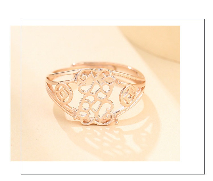 Ring Blank Setting 1pc Sterling Silver 925 Vintage Openwork Rose Gold Adjustable Fine 7-18mm For One Stone Gemstone Four Prongs Wholesale